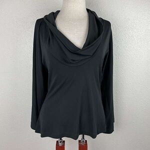 Women's Black Long Sleeve Cowl Neck Top